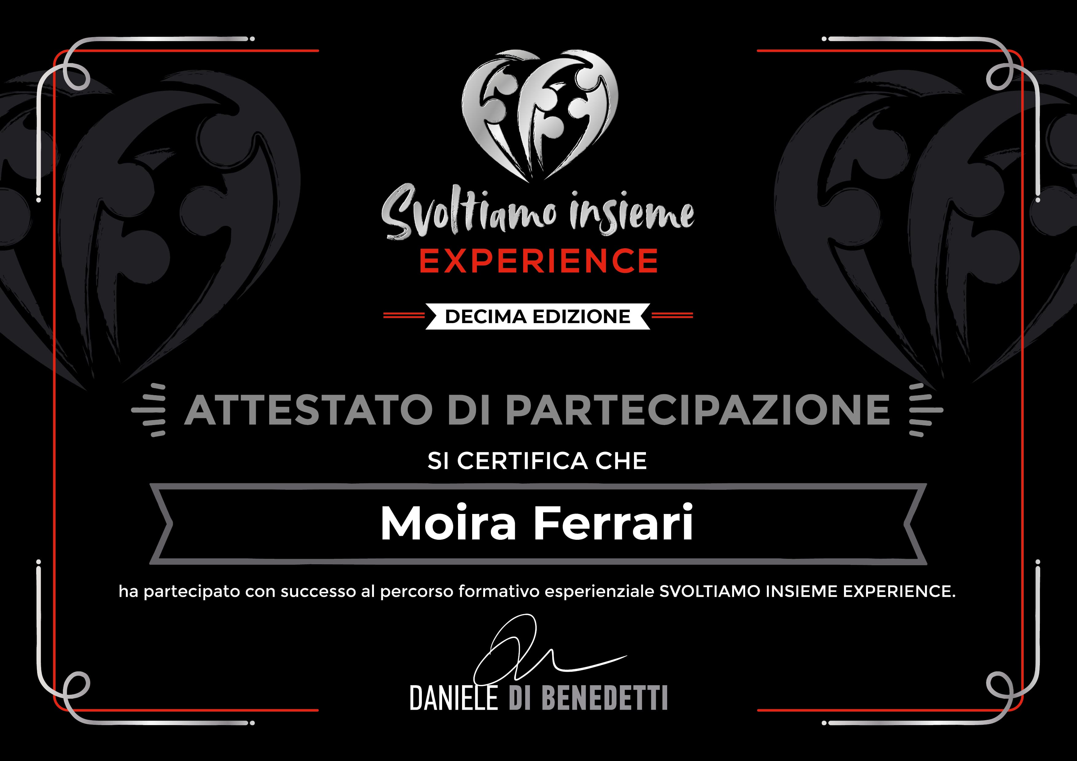 Attestato di formazione 1 di Moira Ferrari